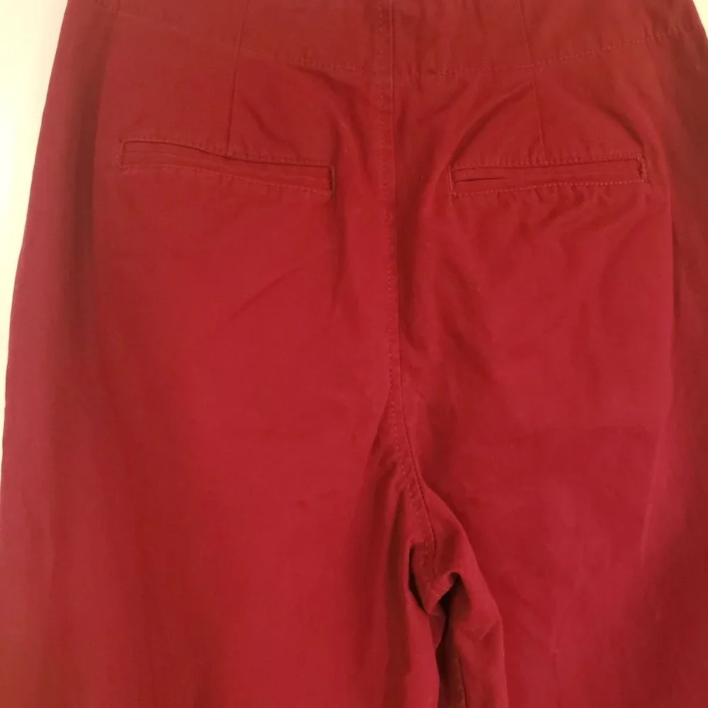 Forever 21 PaperBag Waist pants size Small high waist‎ roll hem deep red
